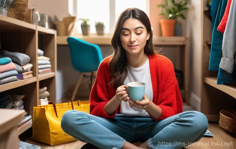 미니멀라이프 스트레스 관리 - Prompt 1: The Weight of Materialism vs. The Lightness of Minimalism**