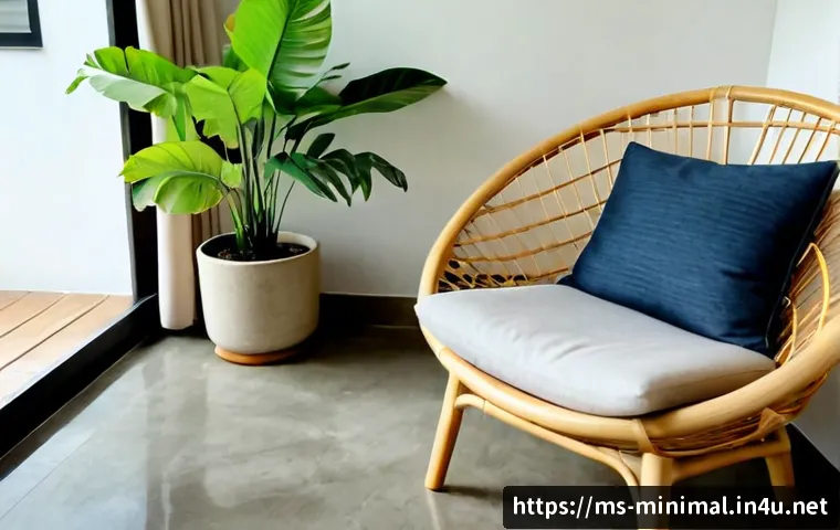 Home 15 미니멀라이프 나만의 공간 만들기 - Photorealistic minimalist personal reading corner in a modern Kuala Lumpur apartment, warm tropical ...